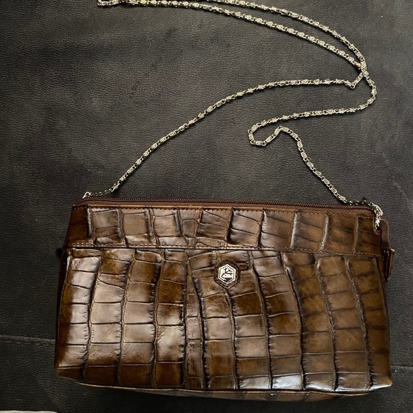 Valentina In Pell Italian Leather Zipper Purse Vintage Croc Style Look - Picture 2 of 16